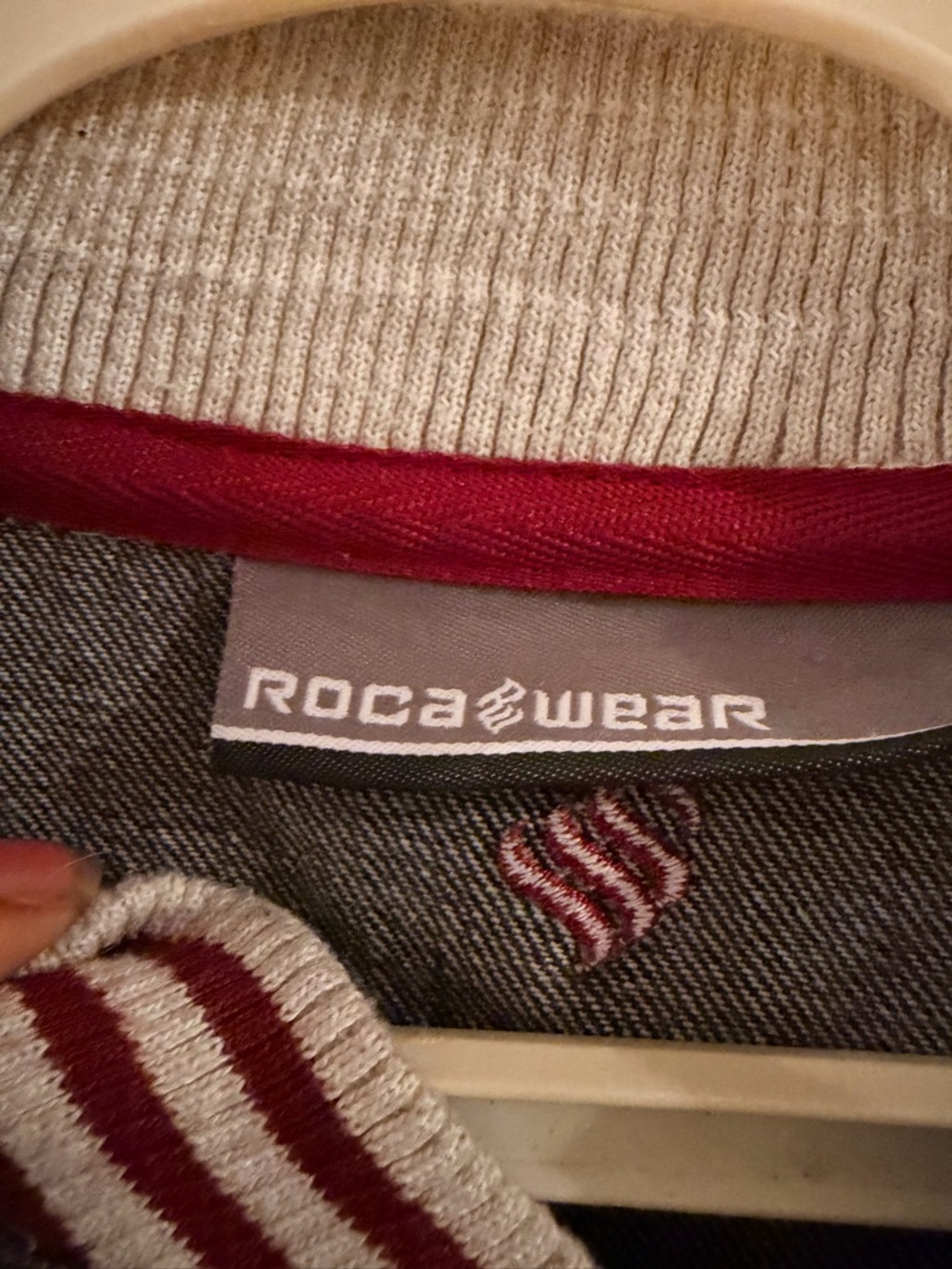 Rocawear Black Denim Jacket with Red & White Trim - Picture 3 of 5